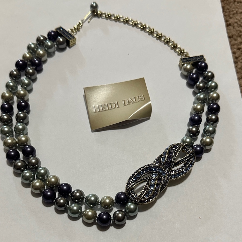 Heidi Daus Blue and Silver Beaded Necklace with Infinity Pendant